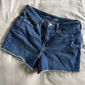 Old Navy High Rise OG Straight Blue Denim Cutoff Shorts